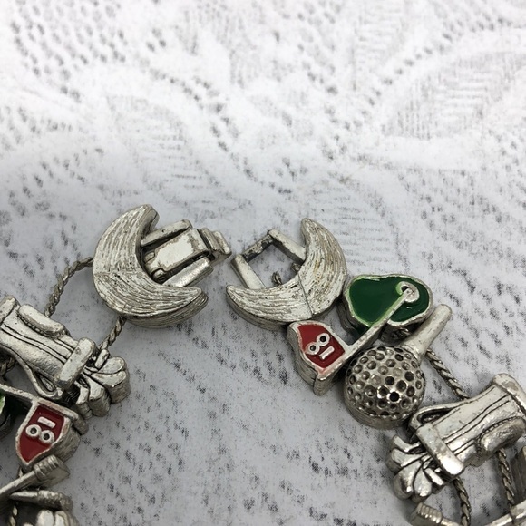 Vintage golf theme slider charm bracelet statement - Picture 2 of 5